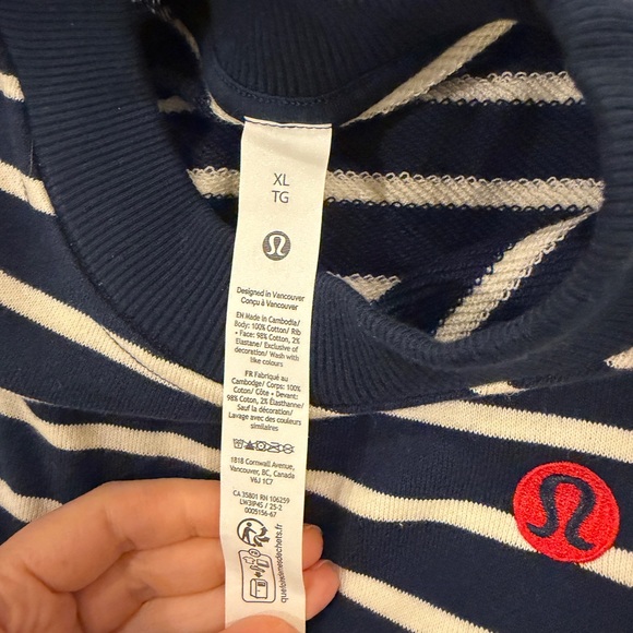 Cotton French terry crewneck pullover lululemon striped - Picture 4 of 5